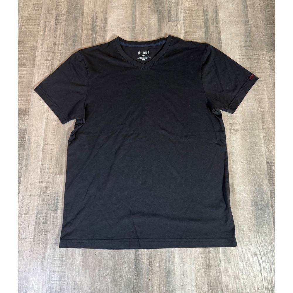 Rhone Element V-Neck T-Shirt Mens Medium Black Short Sleeve Style 100130